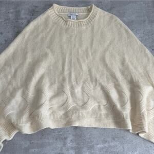 Parker Cable Knit Cropped Cream Sweater Womens size Large